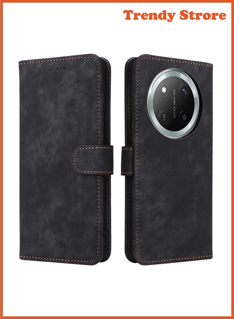 Beauenty For Honor X9c Cover with Hand Strap, PU Leather Full Body Protection Shockproof Flip Mobile Cover, RFID Anti-theft Brush Folio Wallet Case - Image 3